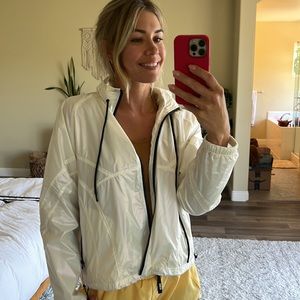 Iridescent lightweight activewear jacket.